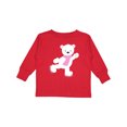 thumbnail image 1 of Inktastic Polar Bear, White Bear, Ice Skating Bear, Scarf Boys or Girls Long Sleeve Toddler T-Shirt, 1 of 5