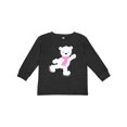 thumbnail image 1 of Inktastic Polar Bear, White Bear, Ice Skating Bear, Scarf Boys or Girls Long Sleeve Toddler T-Shirt, 1 of 5