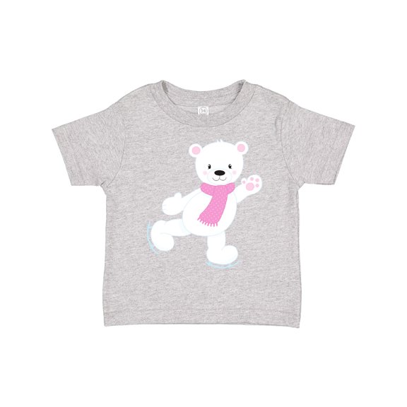 Inktastic Polar Bear, White Bear, Ice Skating Bear, Scarf Boys or Girls Toddler T-Shirt