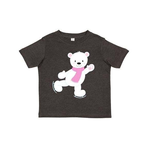 Inktastic Polar Bear, White Bear, Ice Skating Bear, Scarf Boys or Girls Toddler T-Shirt