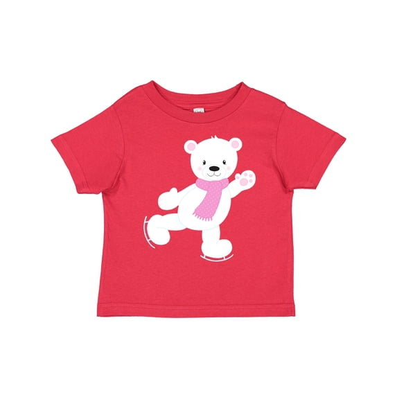 Inktastic Polar Bear, White Bear, Ice Skating Bear, Scarf Boys or Girls Toddler T-Shirt