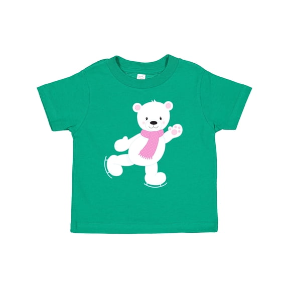 Inktastic Polar Bear, White Bear, Ice Skating Bear, Scarf Boys or Girls Toddler T-Shirt