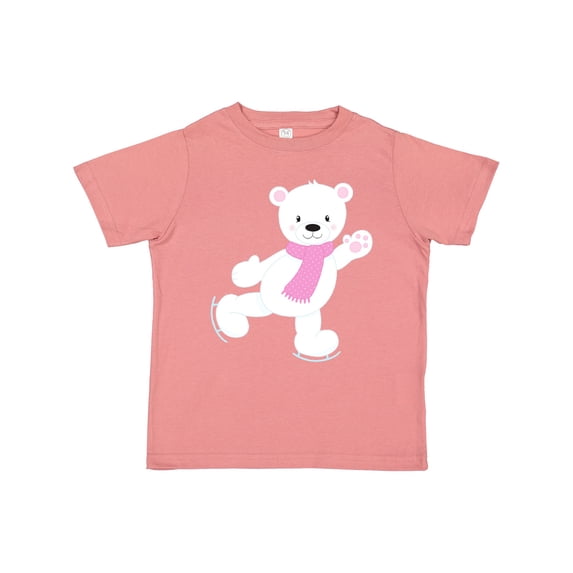 Inktastic Polar Bear, White Bear, Ice Skating Bear, Scarf Boys or Girls Toddler T-Shirt