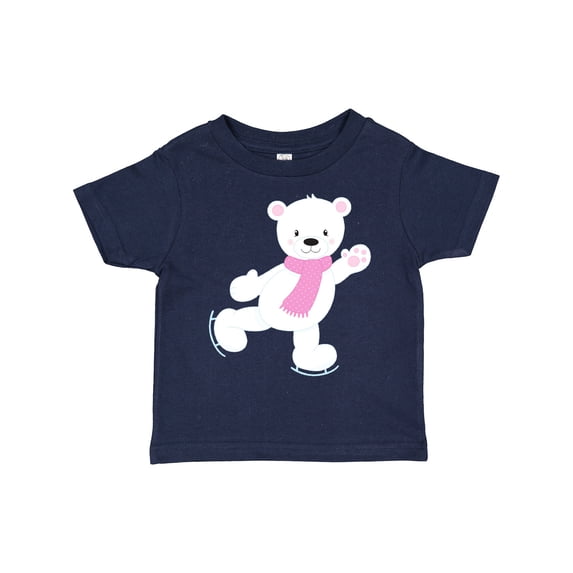 Inktastic Polar Bear, White Bear, Ice Skating Bear, Scarf Boys or Girls Toddler T-Shirt