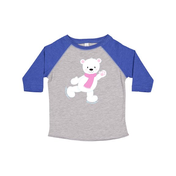 Inktastic Polar Bear, White Bear, Ice Skating Bear, Scarf Boys or Girls Toddler T-Shirt