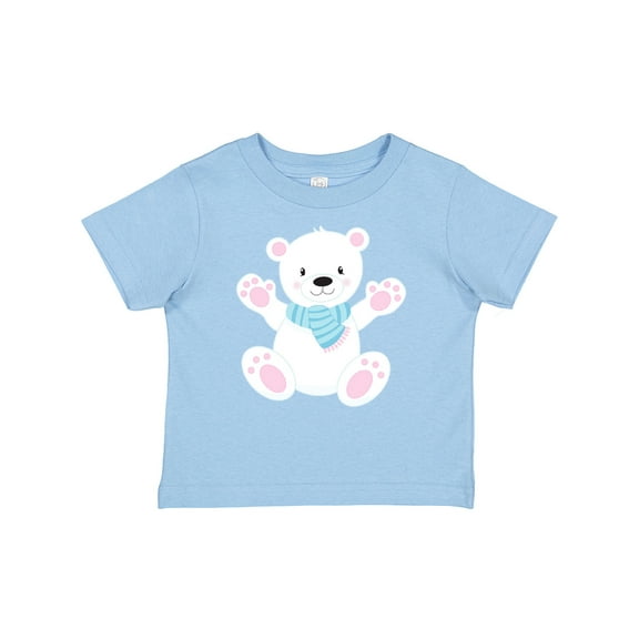 Inktastic Cute Polar Bear, White Bear With Blue Scarf Boys or Girls Baby T-Shirt