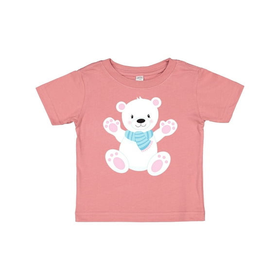 Inktastic Cute Polar Bear, White Bear With Blue Scarf Boys or Girls Baby T-Shirt