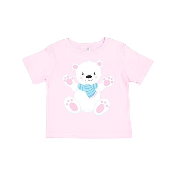 Inktastic Cute Polar Bear, White Bear With Blue Scarf Boys or Girls Toddler T-Shirt