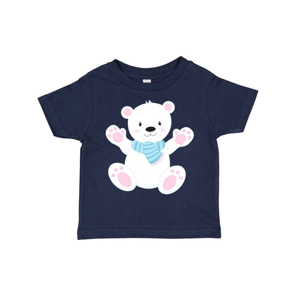 Inktastic Cute Polar Bear, White Bear With Blue Scarf Boys or Girls Toddler T-Shirt