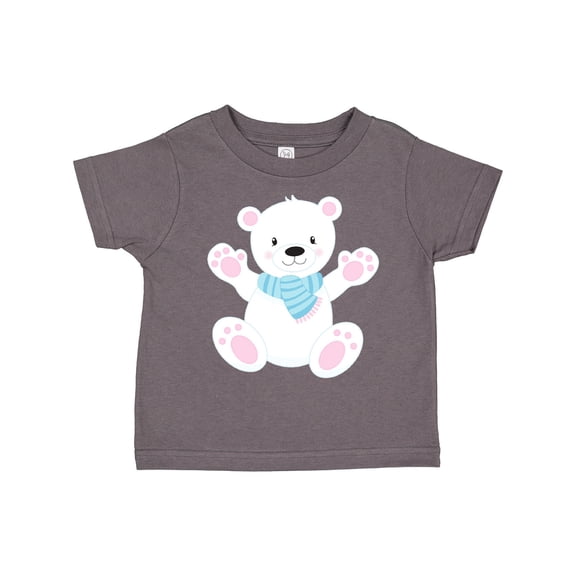 Inktastic Cute Polar Bear, White Bear With Blue Scarf Boys or Girls Toddler T-Shirt