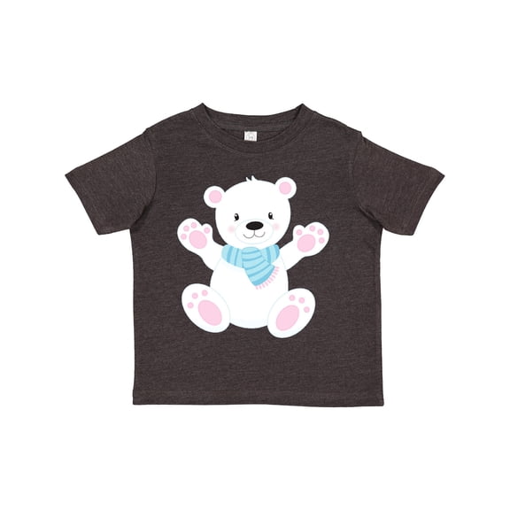 Inktastic Cute Polar Bear, White Bear With Blue Scarf Boys or Girls Toddler T-Shirt