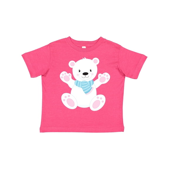 Inktastic Cute Polar Bear, White Bear With Blue Scarf Boys or Girls Toddler T-Shirt