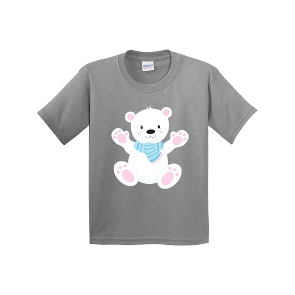 Inktastic Polar Bear, White Bear, Cute Bear, Bear with Scarf Youth T-Shirt
