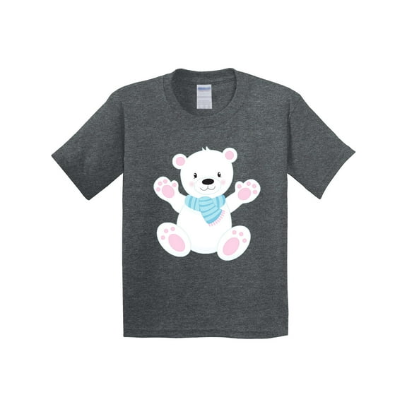 Inktastic Polar Bear, White Bear, Cute Bear, Bear with Scarf Youth T-Shirt