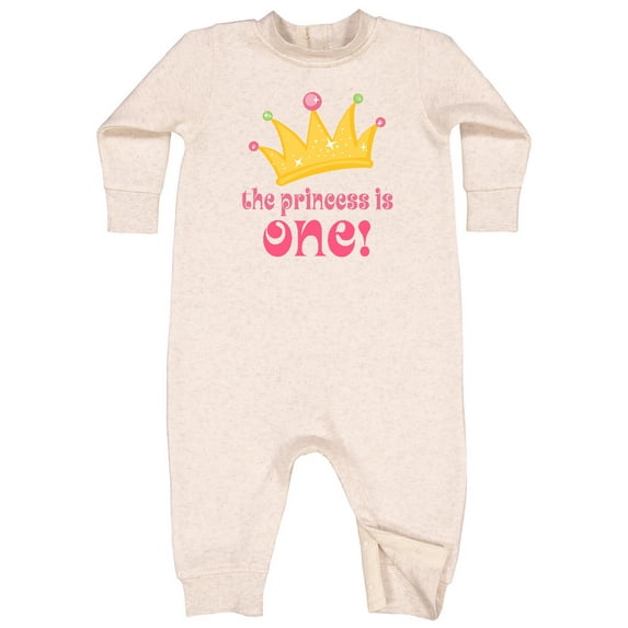 Inktastic Cute Princess is One 1st Birthday Baby Fleece Romper