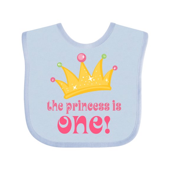 Inktastic Cute Princess is One 1st Birthday Girls Baby Bib