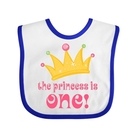 Inktastic Cute Princess is One 1st Birthday Girls Baby Bib