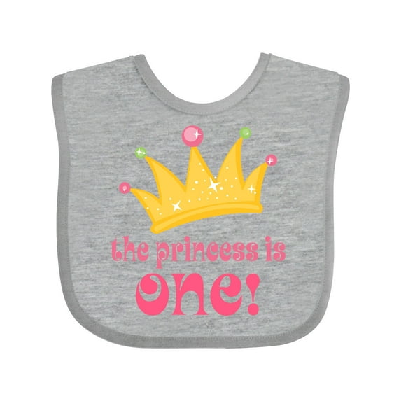 Inktastic Cute Princess is One 1st Birthday Girls Baby Bib
