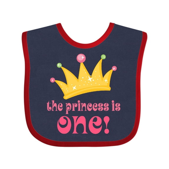 Inktastic Cute Princess is One 1st Birthday Girls Baby Bib