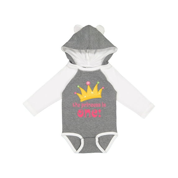Inktastic Cute Princess is One 1st Birthday Girls Long Sleeve Baby Bodysuit