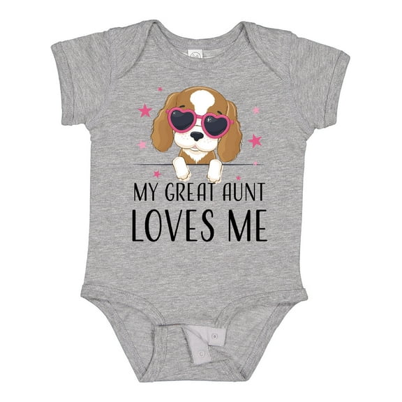 Inktastic Cute Pup My Great Aunt Loves Me Boys Baby Bodysuit