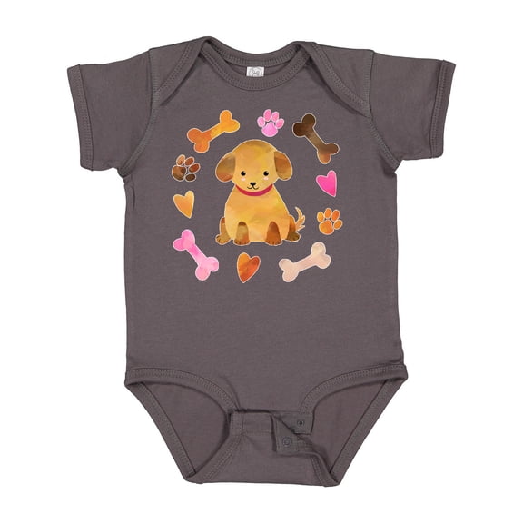 Inktastic Cute Puppy Valentine with Hearts and Bones Boys or Girls Baby Bodysuit