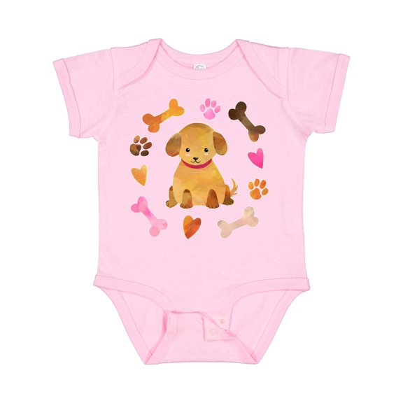 Inktastic Cute Puppy Valentine with Hearts and Bones Boys or Girls Baby Bodysuit