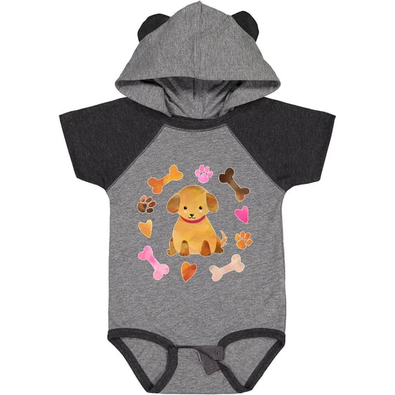 Inktastic Cute Puppy Valentine with Hearts and Bones Boys or Girls Baby Bodysuit