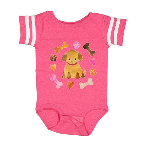 Inktastic Cute Puppy Valentine with Hearts and Bones Boys or Girls Baby Bodysuit
