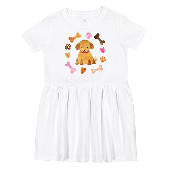 Inktastic Cute Puppy Valentine with Hearts and Bones Girls Toddler Dress