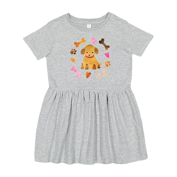 Inktastic Cute Puppy Valentine with Hearts and Bones Girls Toddler Dress