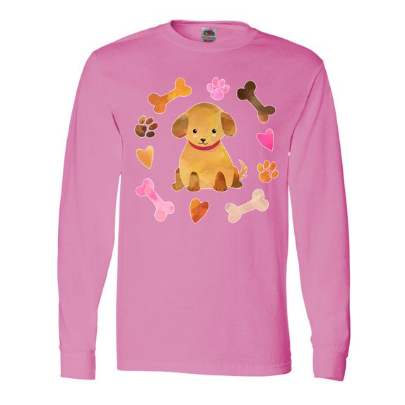Inktastic Cute Puppy Valentine with Hearts and Bones Long Sleeve T-Shirt