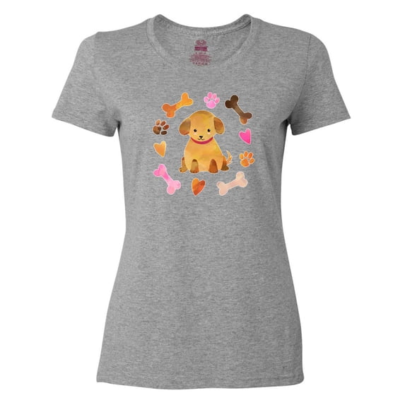 Inktastic Cute Puppy Valentine with Hearts and Bones Women's T-Shirt