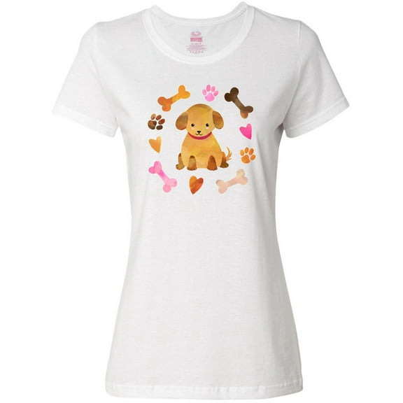 Inktastic Cute Puppy Valentine with Hearts and Bones Women's T-Shirt