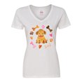 thumbnail image 1 of Inktastic Cute Puppy Valentine with Hearts and Bones Women's V-Neck T-Shirt, 1 of 5