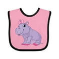 thumbnail image 1 of Inktastic Cute Purple Hippo Girls Baby Bib, 1 of 4