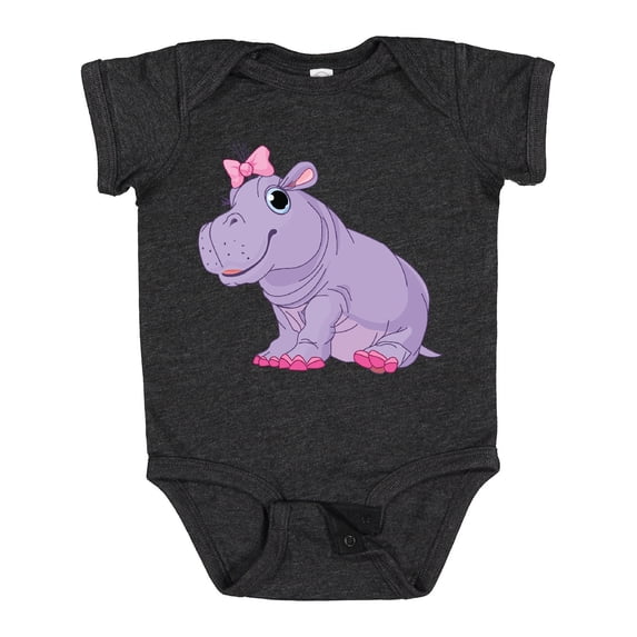 Inktastic Cute Purple Hippo Girls Baby Bodysuit