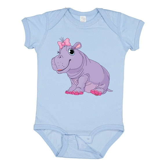 Inktastic Cute Purple Hippo Girls Baby Bodysuit