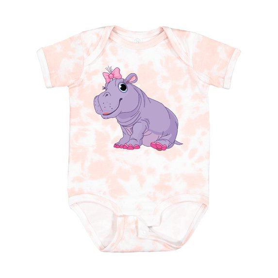 Inktastic Cute Purple Hippo Girls Baby Bodysuit