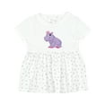 thumbnail image 1 of Inktastic Cute Purple Hippo Girls Baby Dress, 1 of 5
