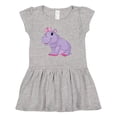 thumbnail image 1 of Inktastic Cute Purple Hippo Girls Baby Dress, 1 of 5