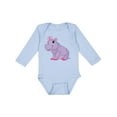 thumbnail image 1 of Inktastic Cute Purple Hippo Girls Long Sleeve Baby Bodysuit, 1 of 5