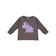 thumbnail image 1 of Inktastic Cute Purple Hippo Girls Long Sleeve Toddler T-Shirt, 1 of 5