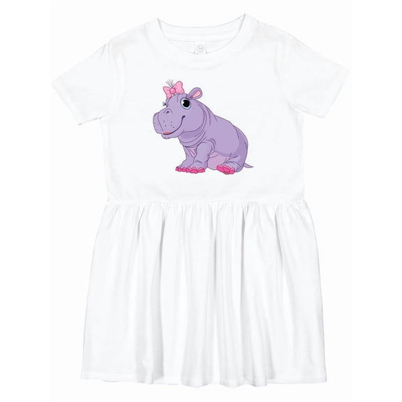 Inktastic Cute Purple Hippo Girls Toddler Dress