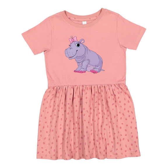 Inktastic Cute Purple Hippo Girls Toddler Dress