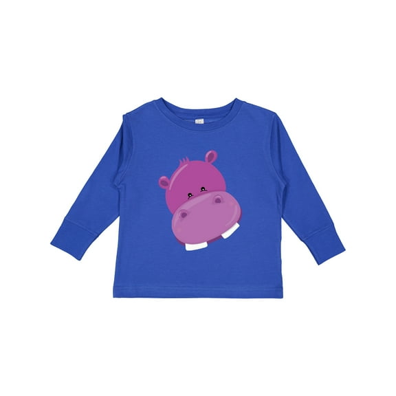 Inktastic Cute Purple Hippo Head Boys or Girls Long Sleeve Toddler T-Shirt