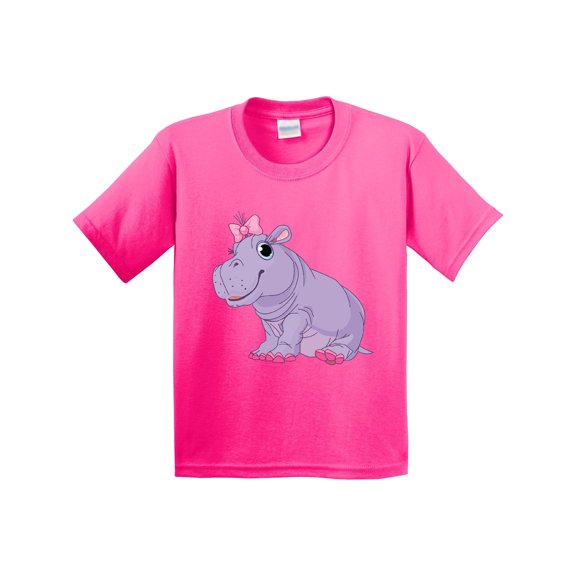 Inktastic Cute Purple Hippo Youth T-Shirt