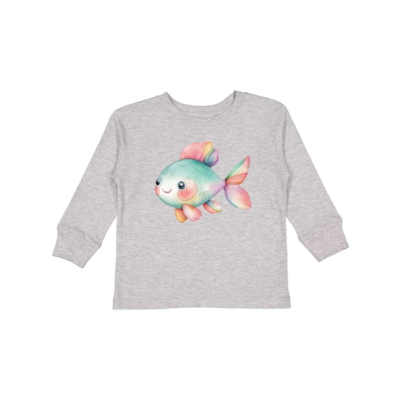 Inktastic Cute Rainbow Fish Boys or Girls Long Sleeve Toddler T-Shirt
