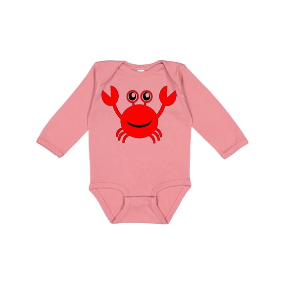 Inktastic Cute Red Crab Boys or Girls Long Sleeve Baby Bodysuit