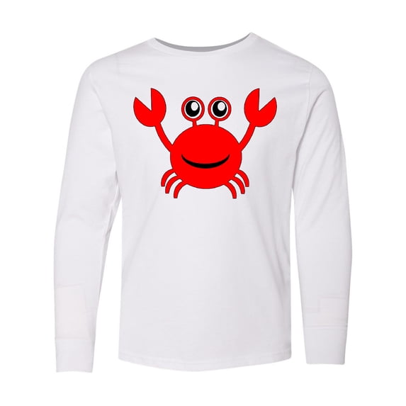 Inktastic Cute Red Crab Long Sleeve Youth T-Shirt
